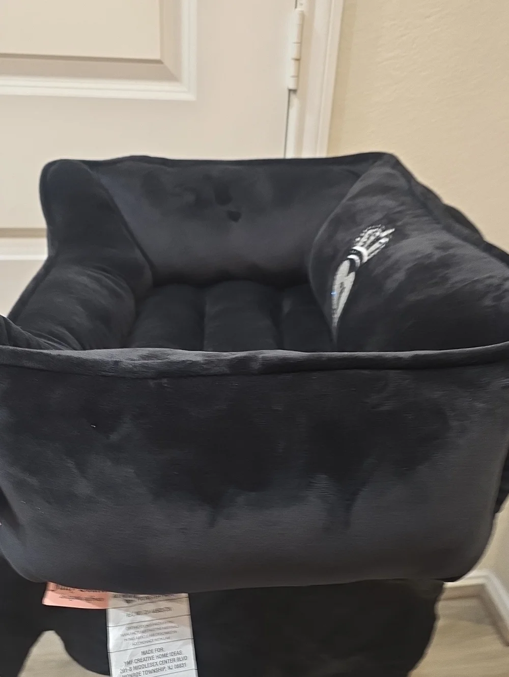 Juicy Couture Bling & Heart Crown Logo Plush Pet Lounger- Black